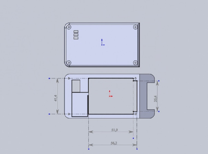 Alcatel Ot2012D дополнительный корпус для аккума и платы зарядки TP4056 (stl + solidworks)